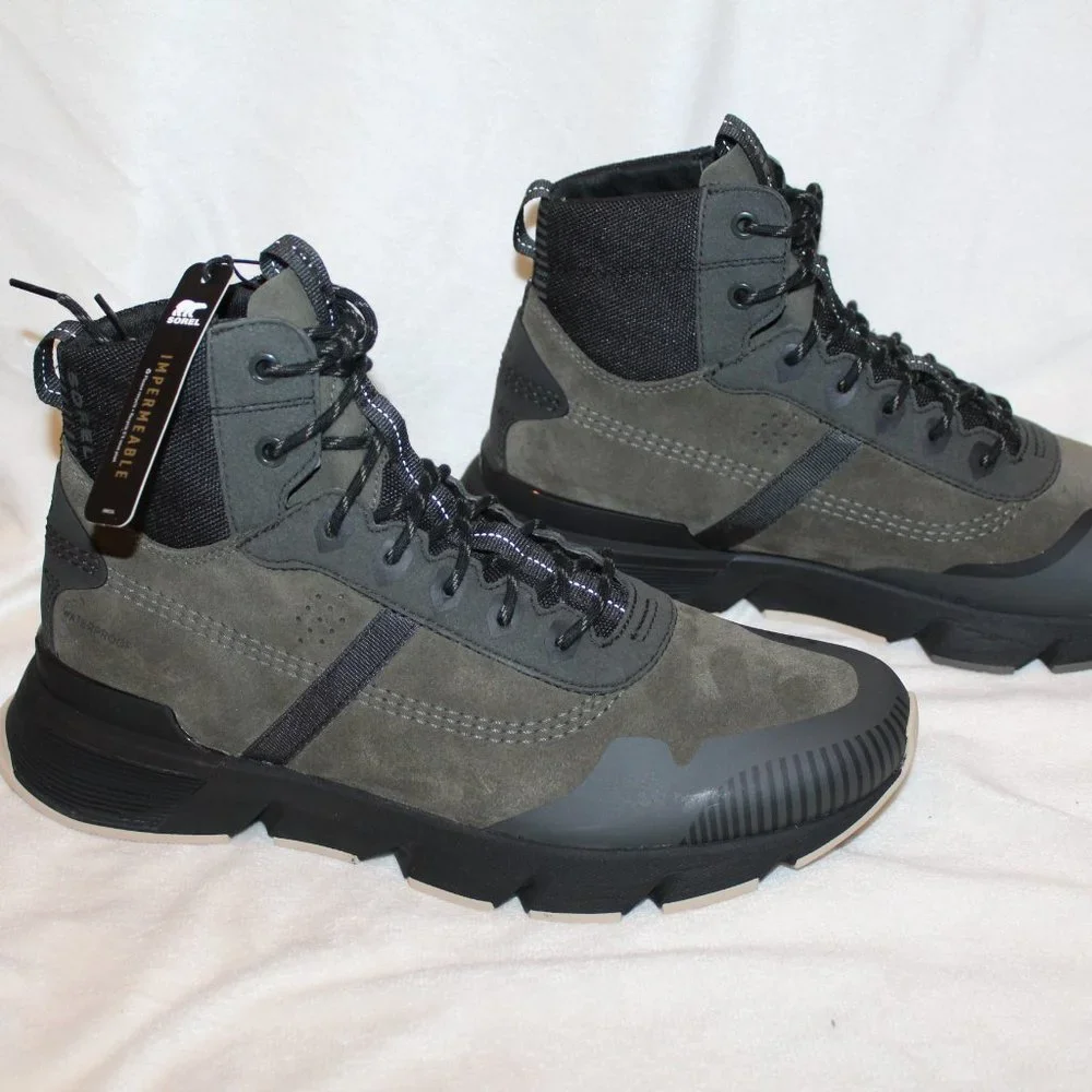 NIB SOREL‎ MEN'S WATERPROOF KINETIC SNEAKER HIKING WINTER BOOTS GREEN GRAY 10.5